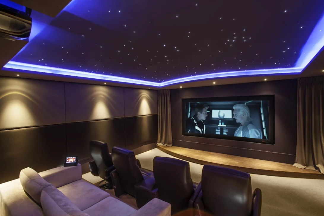 Interior lighting and finish inspiration for home cinema design
